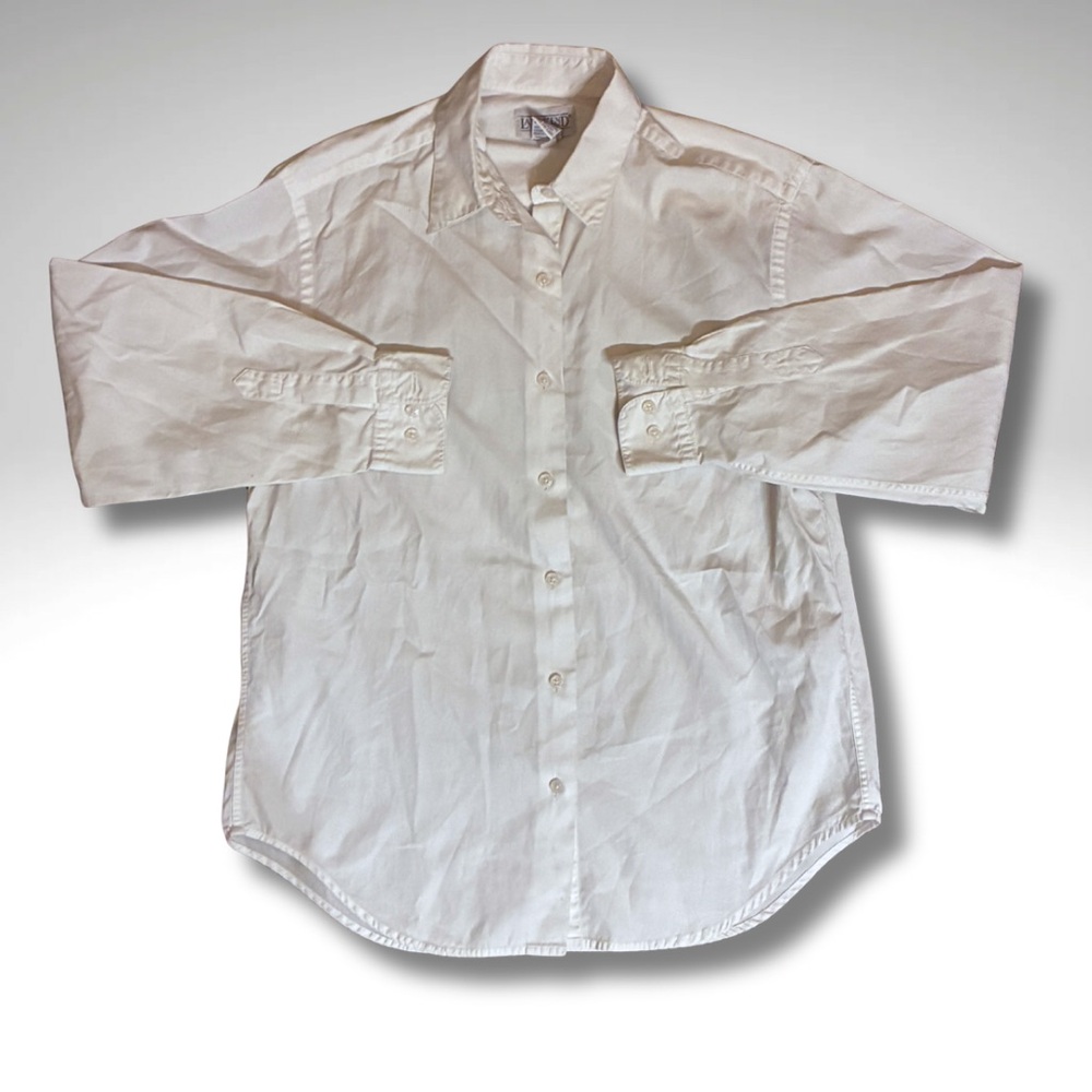 Lands’ End Classic White Cotton Button Down Shirt Women’s Size 6